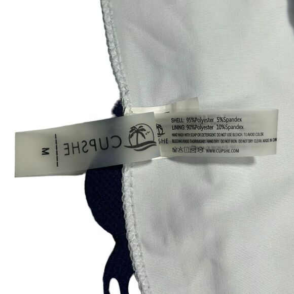 Cupshe Green Bikini Navy Blue Scalloped Trim Padded Triangle Top Size Medium - Picture 10 of 13